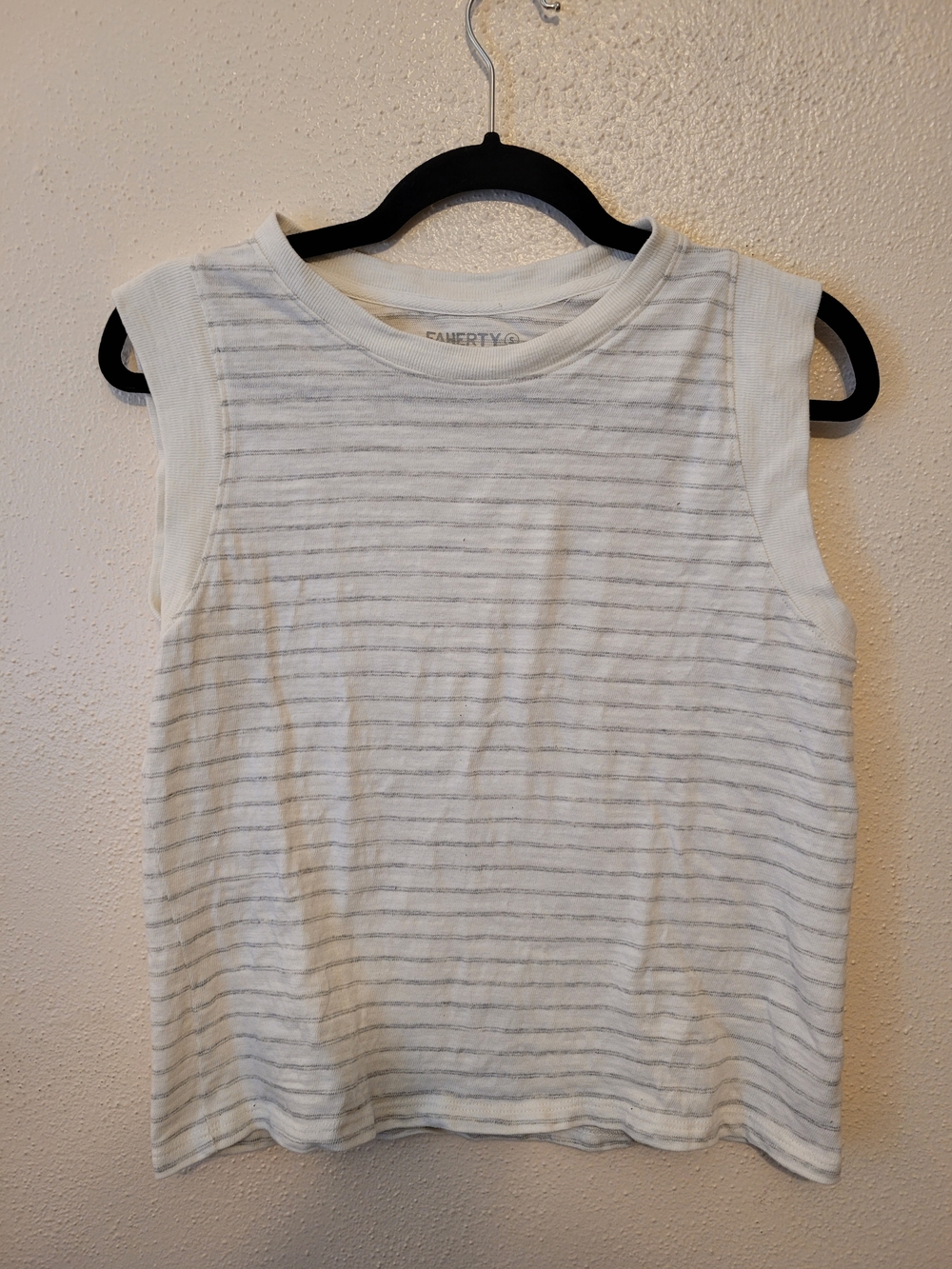 Faherty Sunwashed Slub Muscle Tank Organic Cotton Striped Top Size S